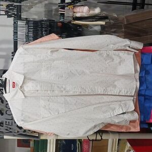 Wrangler Flex for Comfort ,long sleeve dress shirt ,cream with gray diamonds Med